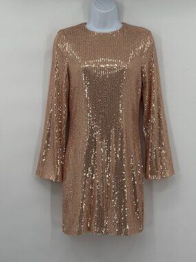 Missord Gold Sequin Open Back Mini Dress Glam Party NYE Cocktail NWT
